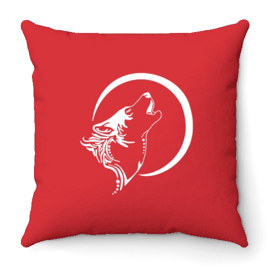 Wolf Howl Tribal Throw Pillows