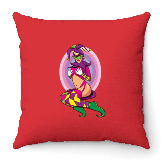 Joker Girl Throw Pillows Card Deck Halloween Costume