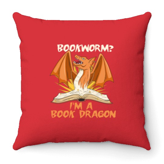 Book Dragon Design for a Fantasy Book Lover Throw Pillows