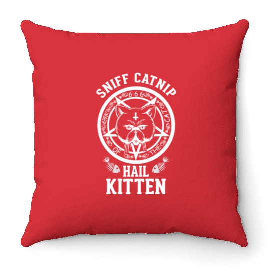 High Cat Sniff Catnip Hail Kitten Throw Pillows