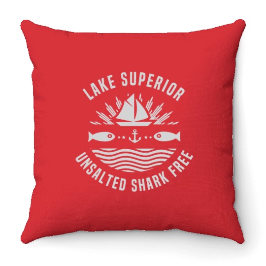 Lake Superior Unsalted Shark Free Great Lakes Fish Throw Pillows