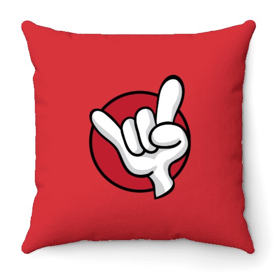 Rock On Heavy Metal Hard Rock Hand Sign Cartoon Throw Pillows