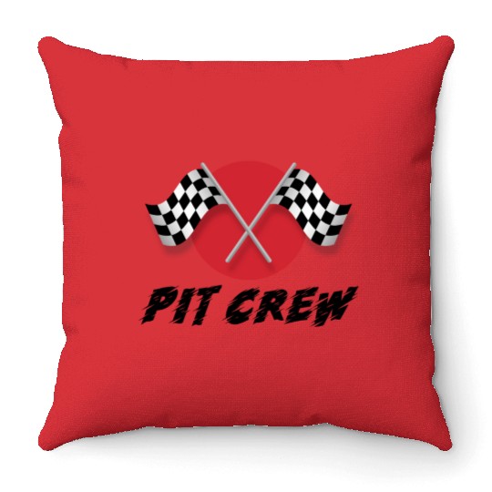 Pit Crew Race Track Racing Car Driver Throw Pillows