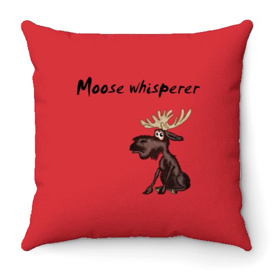 Moose whisperer Throw Pillows
