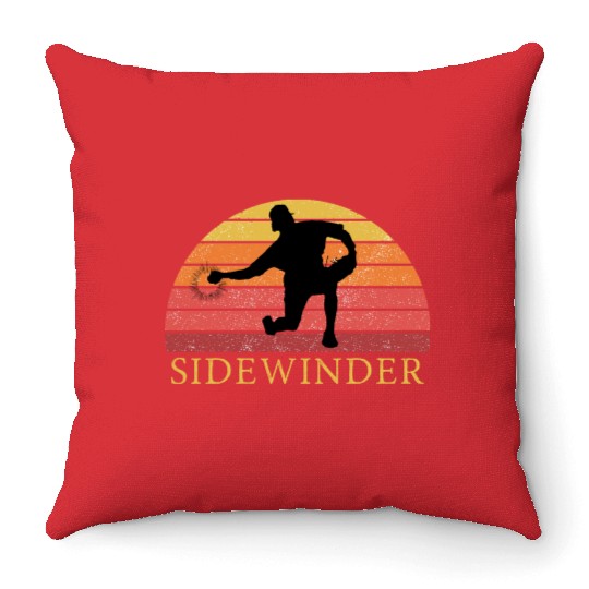 Sidewinder Sidearm Baseball Pitcher Retro Vintage Throw Pillows