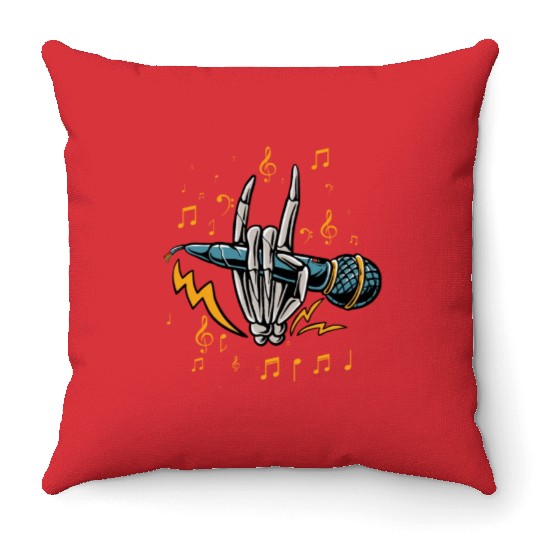 Microphone Skeleton Rock music nout Karaoke Gift Throw Pillows