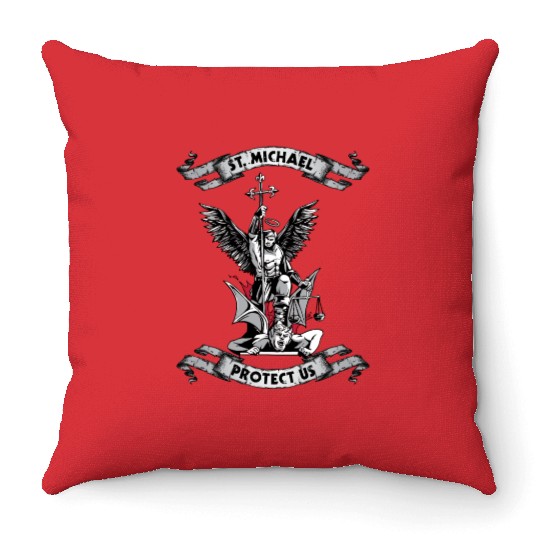 Archangel Saint Michael Protect Us Defend Us Throw Pillows