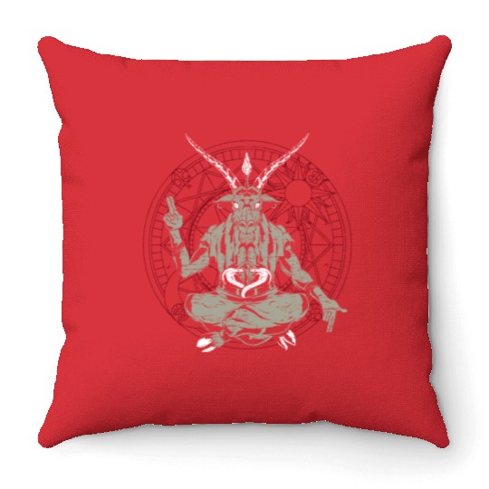 Baphomet Pentagram Nu Goth Occult Witch Satanism Throw Pillows