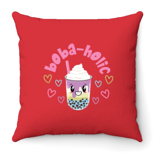 Bubble Boba Tea Throw Pillows