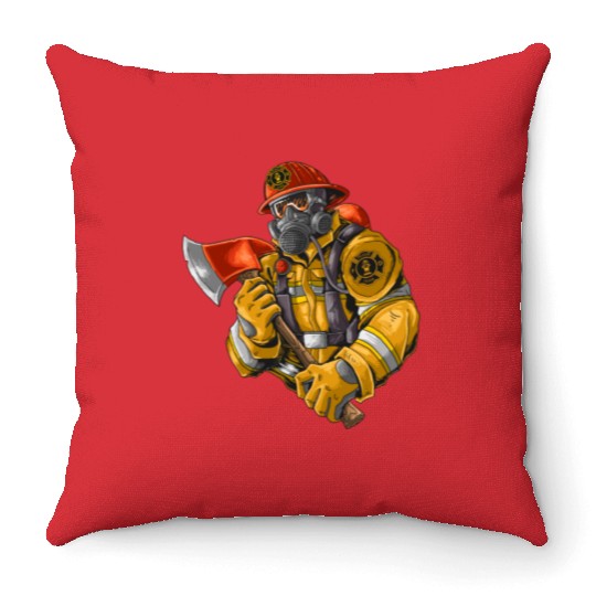 firefighter fire brigade fire station blueish use Throw Pillows