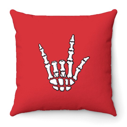 I Love You Sign Language Gift Skeleton Hand Hallow Throw Pillows