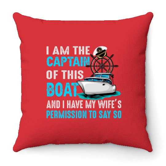 Boat boating sailing ship sea lake sailboat Throw Pillows