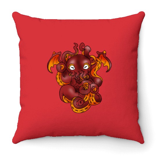 Cthulhu Giant Monster Myth Satanic Demon Gift Throw Pillows