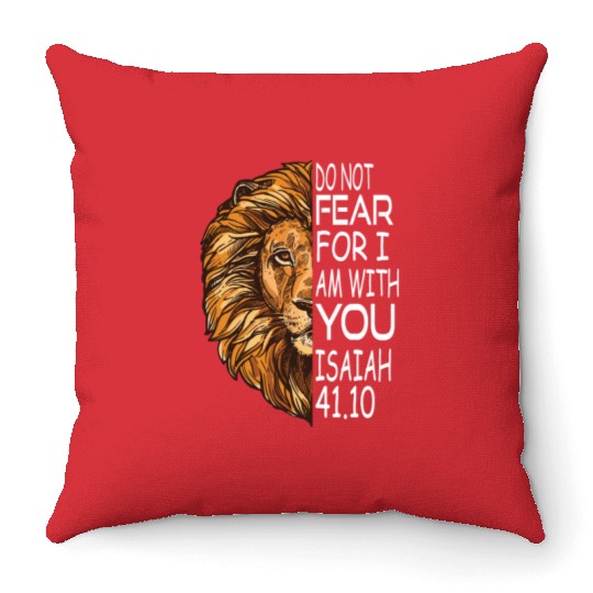 Christian Religious Bible Verse Sayings Lion Fear Throw Pillows