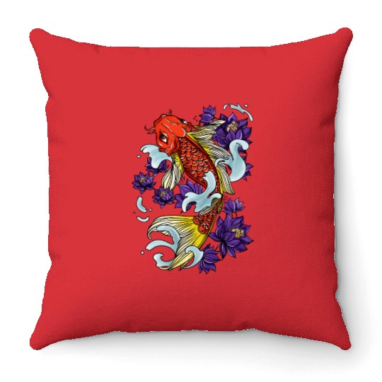 Koi Fish Cool Japanese Tattoo Japan Carp Gift Idea Throw Pillows