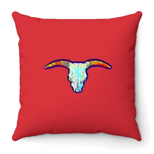 Cow skull Throw Pillows
