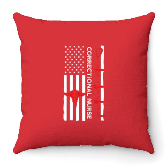 Correctional Nurse USA Flag Nursing RN Throw Pillows