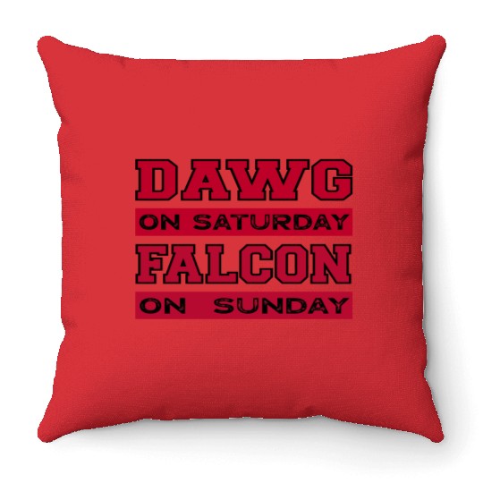 Dawg On Saturday Falcon On Sunday Atlanta Athens F Throw Pillows