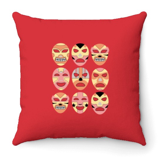 Wrestling Lucha Libre Luchador Mexican Wrestler Throw Pillows