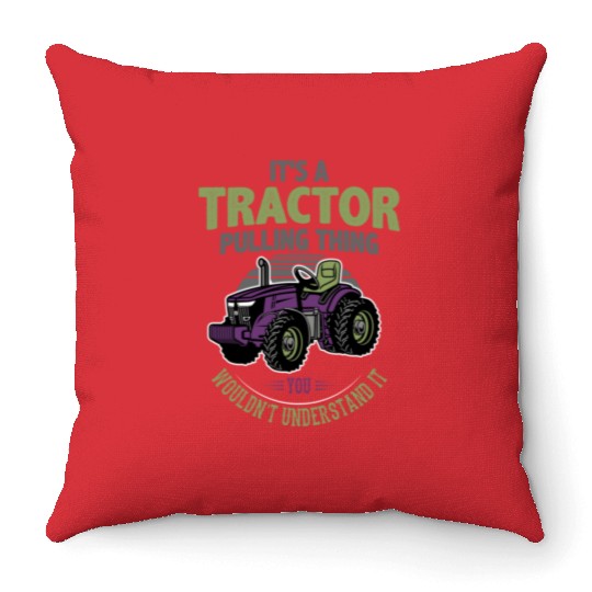 tractor pulling, tractor pulling racing, tractors Throw Pillows
