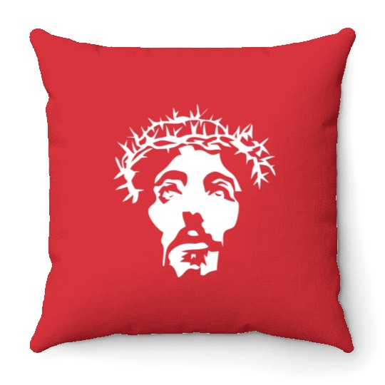 Jesus crown of thorns stencil Throw Pillows