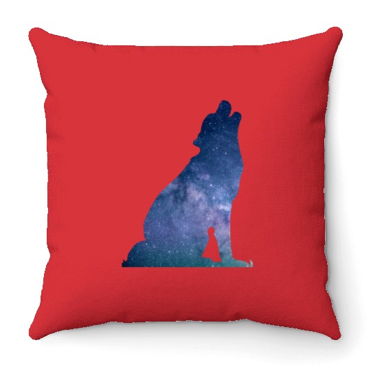 Galaxy Wolf Throw Pillows