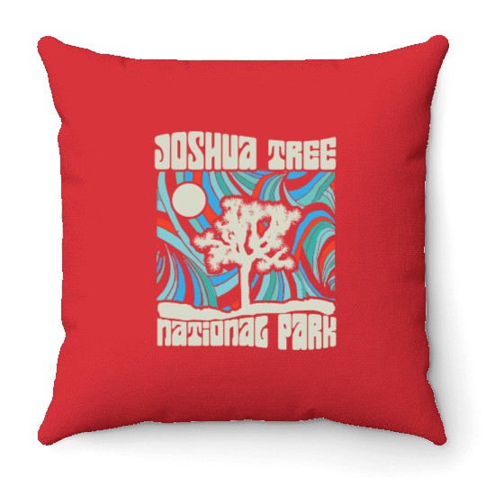 Joshua Tree National Park Retro Psychedelic 60S Ho Throw Pillows