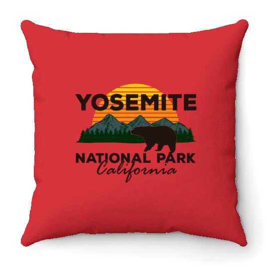 Yosemite National Park California Mountain Bear Throw Pillows