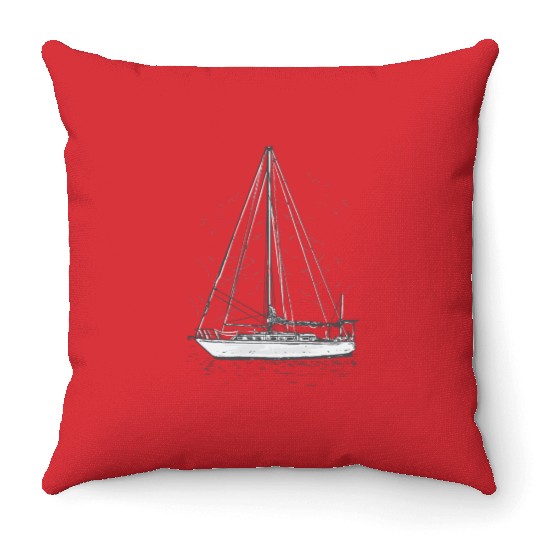 sailboat captain boat sailing yacht boat skipper Throw Pillows