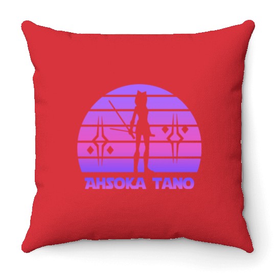 Ahsoka tano - Synthwave Throw Pillows
