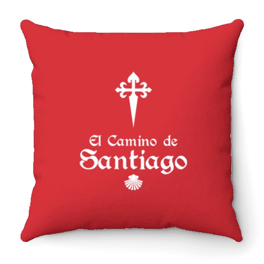 El Camino De Santiago Saint James Cross Scallo Throw Pillows