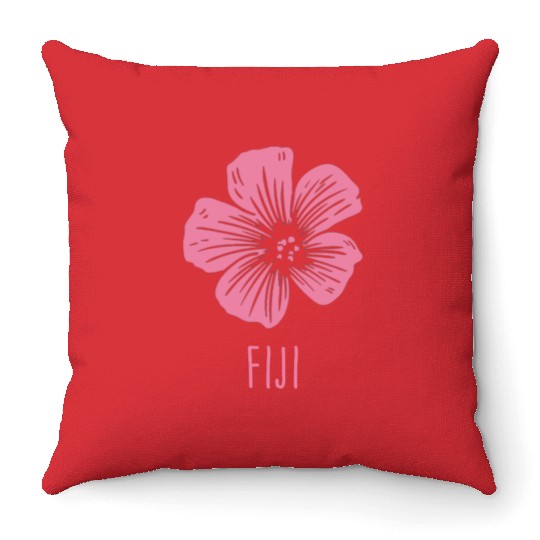 Fiji Vintage Tropical Hibiscus Flower birthday chr Throw Pillows