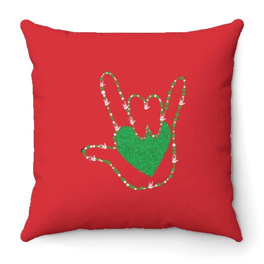 Shamrock I Love You Hands Sign Language ASL Patric Throw Pillows