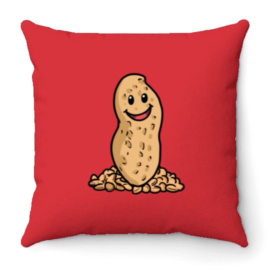 happy Peanuts Nuts Kids Baby Snack Illustration Throw Pillows