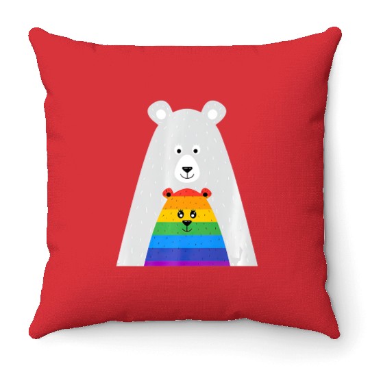 Gay Pride Mama and Baby Bear Gift Lesbian Son Throw Pillows
