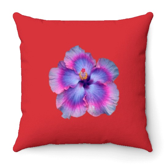 hibiscus flower Throw Pillows