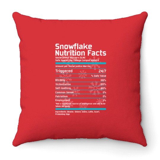 Snowflake Nutrition Facts Throw Pillows