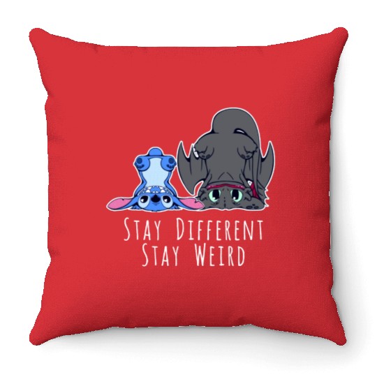 Stay Different Stay Weird Toothless And Stitch Throw Pillows