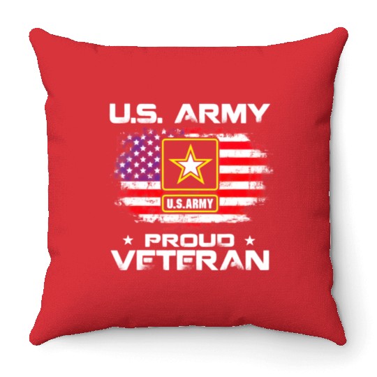 US Army Proud Veteran With American Flag Gift Throw Pillows
