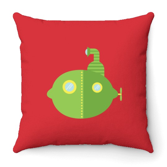 Submarine Lime Throw Pillows