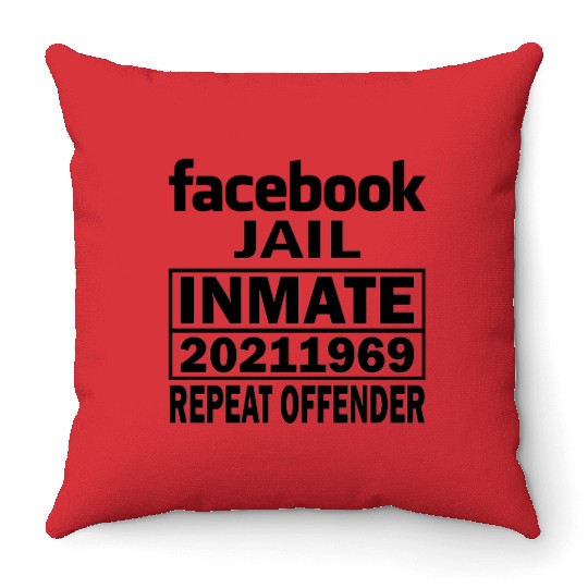 Facebook Jail Black Throw Pillows