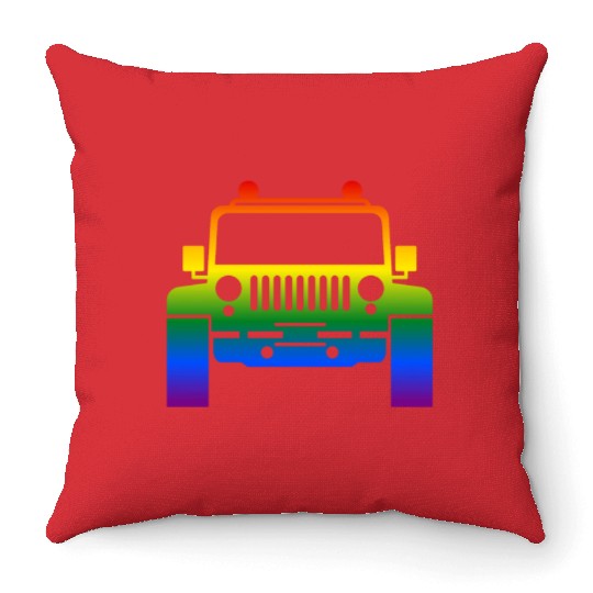 Rainbow Pride Jeeps LGBT Throw Pillows