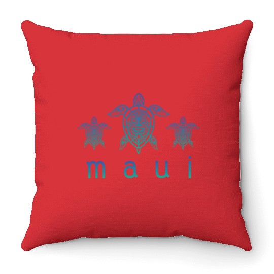 Maui Turtle Hawaii Maui Honolulu Aloha Hula Gift Throw Pillows