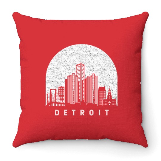 Detroit Michigan Skyline Throw Pillows