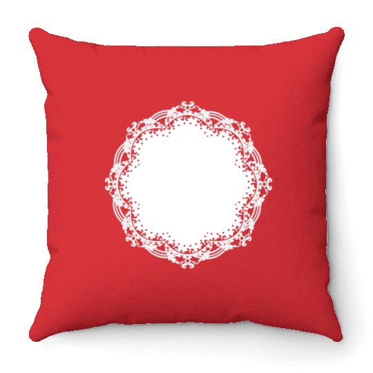 snow-white cake lace as a frame and decoration Throw Pillows