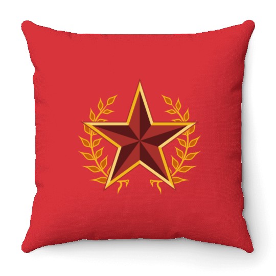 soviet star with laurels Throw Pillows