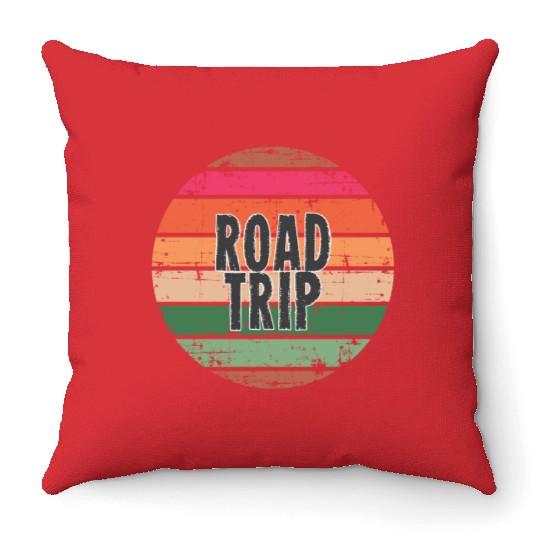 Road Trip orange Throw Pillows
