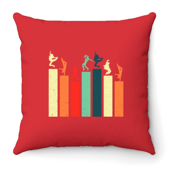 Break dancing Bboy poses Retro Vintage Hip Hop Throw Pillows