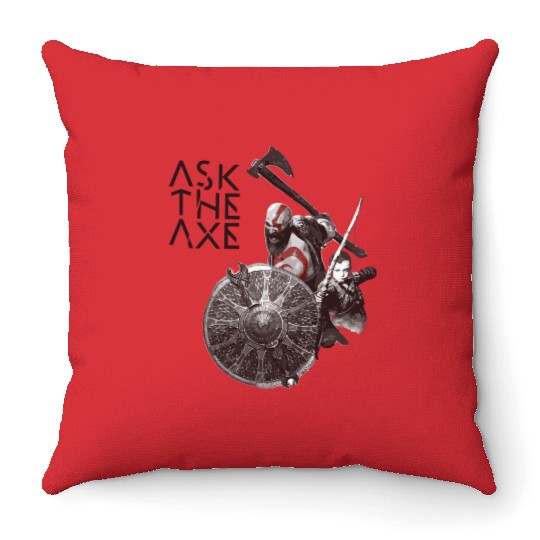 God Of War Ask The Axe Throw Pillows