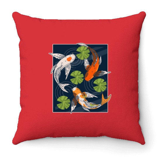 Koi Fish Lover Asian Japanese Carp Water Pond Anim Throw Pillows